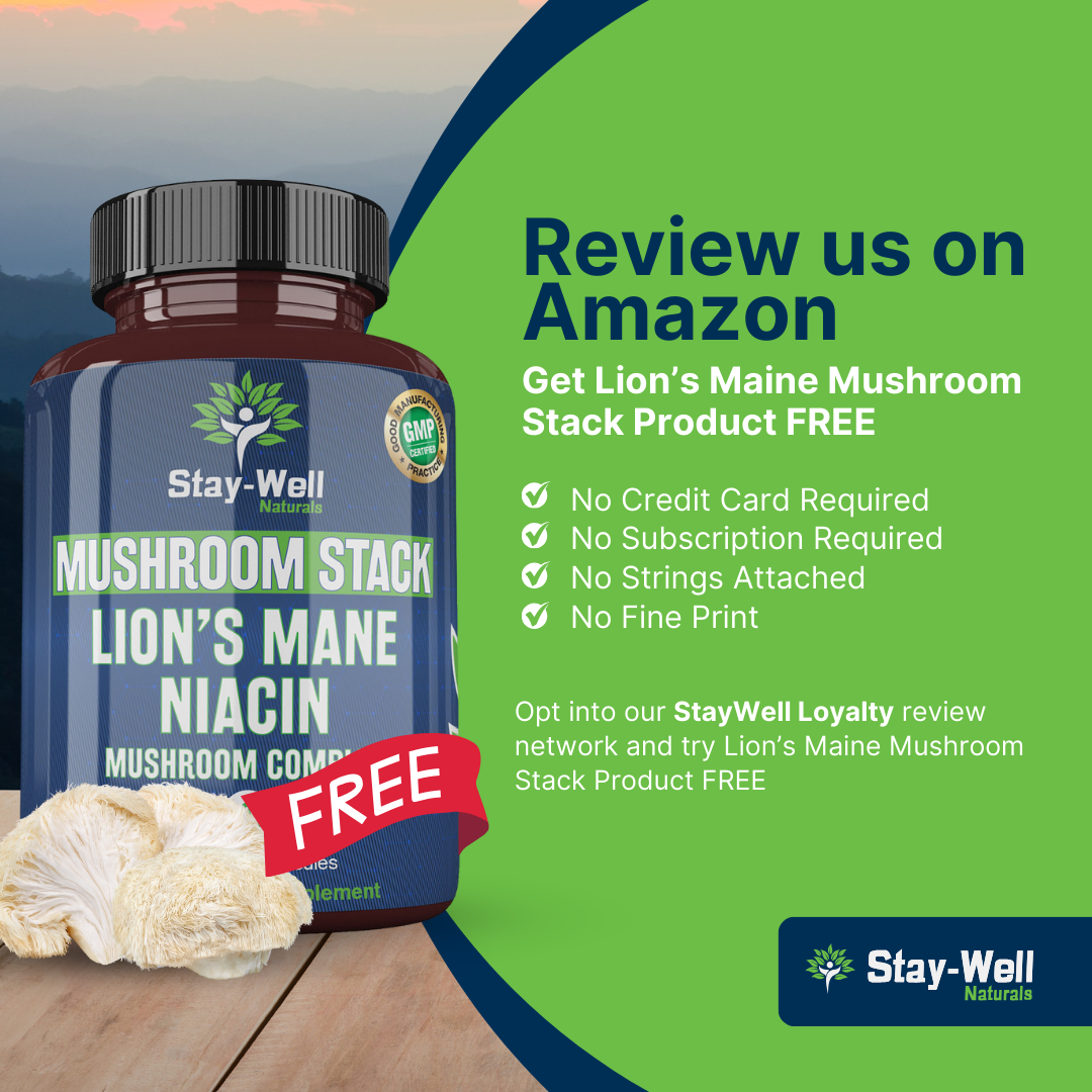 Lion's Mane Mushroom Supplement Capsules with Niacin