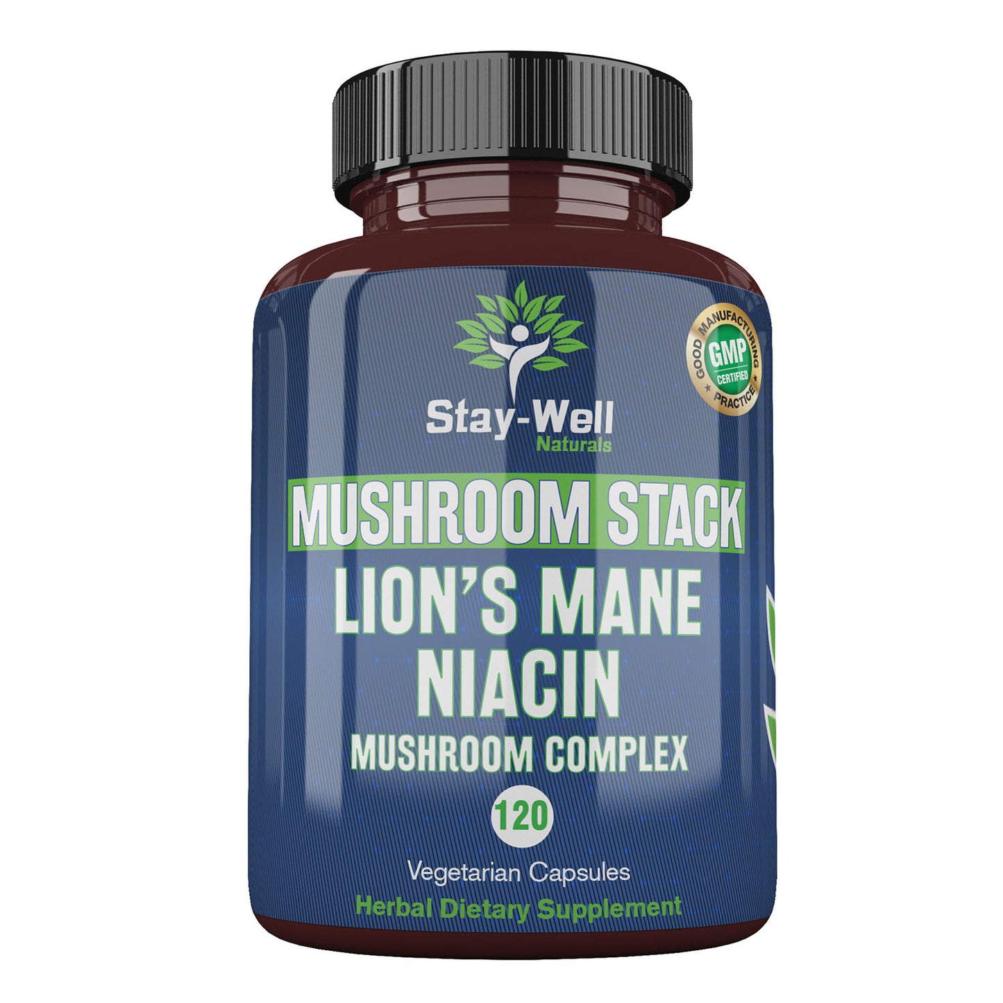 Lion's Mane Mushroom Supplement Capsules with Niacin